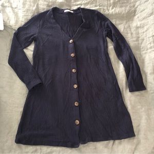 Reformation navy ribbed mini dress